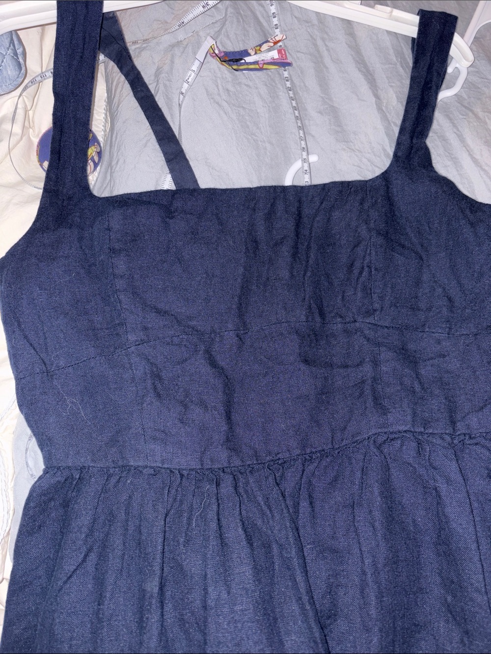 Quince dress Linen fit and Flare Navy Sleeveless Midi Dress large EUC - Picture 12 of 15